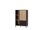 Clifton Slatted Oak & Black Low Display Unit