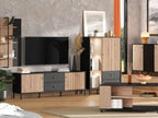 Clifton Slatted Oak & Black Low Display Unit