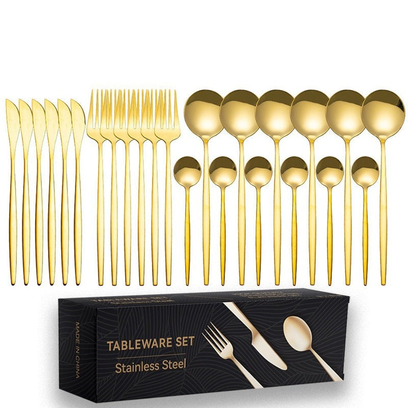 Portugal-style 24-piece cutlery set in gold with gift box