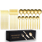Portugal-style 24-piece cutlery set in gold with gift box