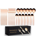 Portugal-style 24-piece cutlery set in rose gold with gift box