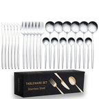 Portugal-style 24-piece cutlery set in silver with gift box