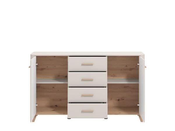 Dariqon Cashmere & Oak Sideboard – 2 Doors & 4 Drawers, 154cm