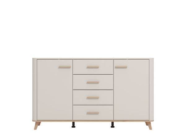 Dariqon Cashmere & Oak Sideboard – 2 Doors & 4 Drawers, 154cm