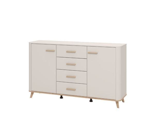 Dariqon Cashmere & Oak Sideboard – 2 Doors & 4 Drawers, 154cm