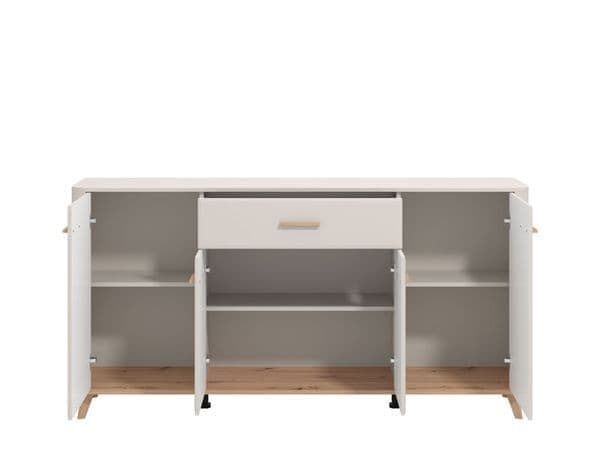 Dariqon Cashmere & Oak Wide Sideboard – 4 Doors, 180cm