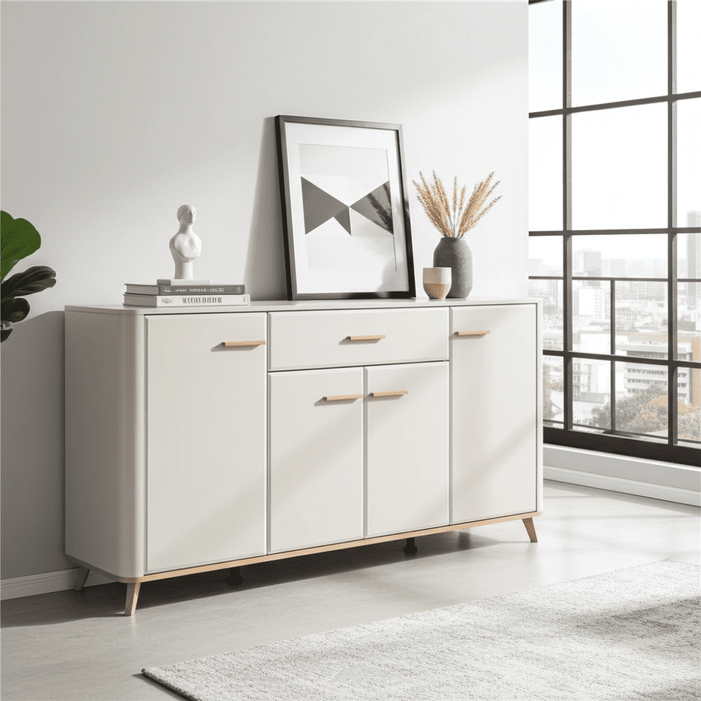 Dariqon Cashmere & Oak Wide Sideboard – 4 Doors, 180cm