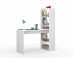 Matt White Computer Desk with Bookcase