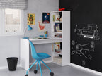 Matt White Computer Desk with Bookcase