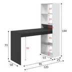 White & Grey Computer Desk with Bookcase