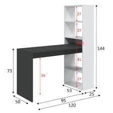 White & Grey Computer Desk with Bookcase