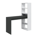 White & Grey Computer Desk with Bookcase