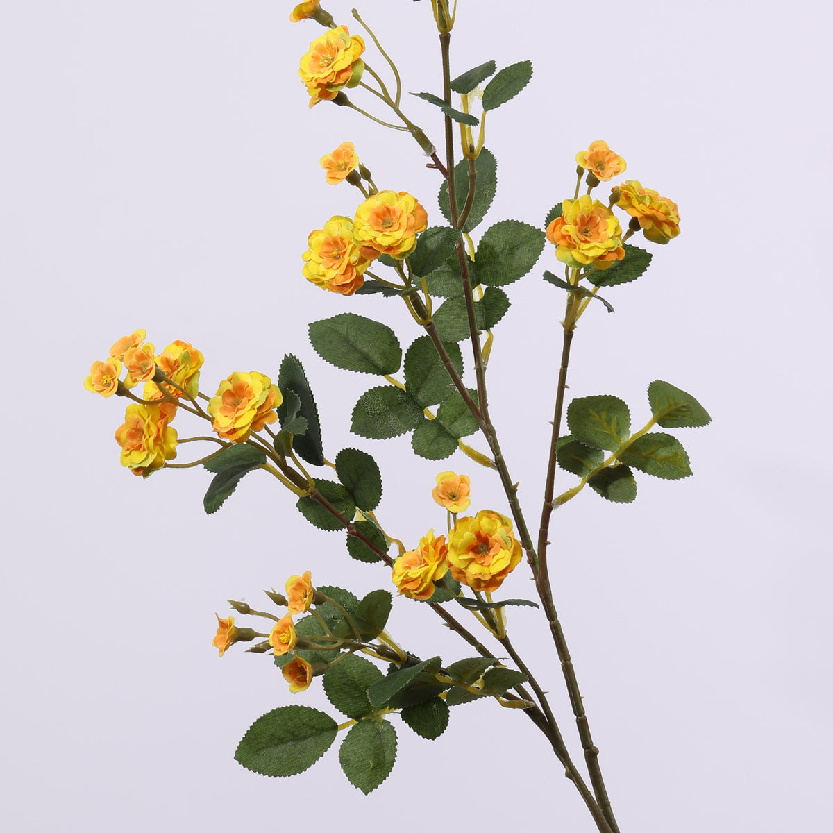 Artificial Multi-Head Rose Stem – Yellow
