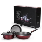 3-Piece Non-Stick Cookware Set – Wok, Frying Pan & Stockpot