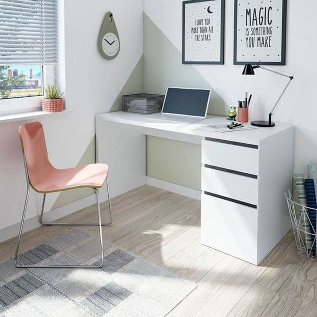 Sacramento Arctic White Office Desk with Cupboard & Drawers