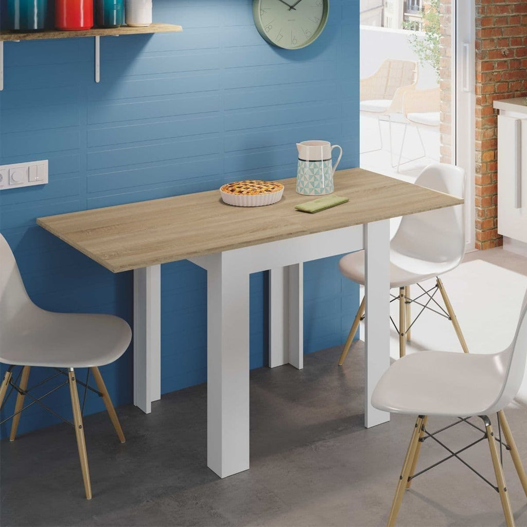 Riccardo White & Light Oak Small Extending Dining Table
