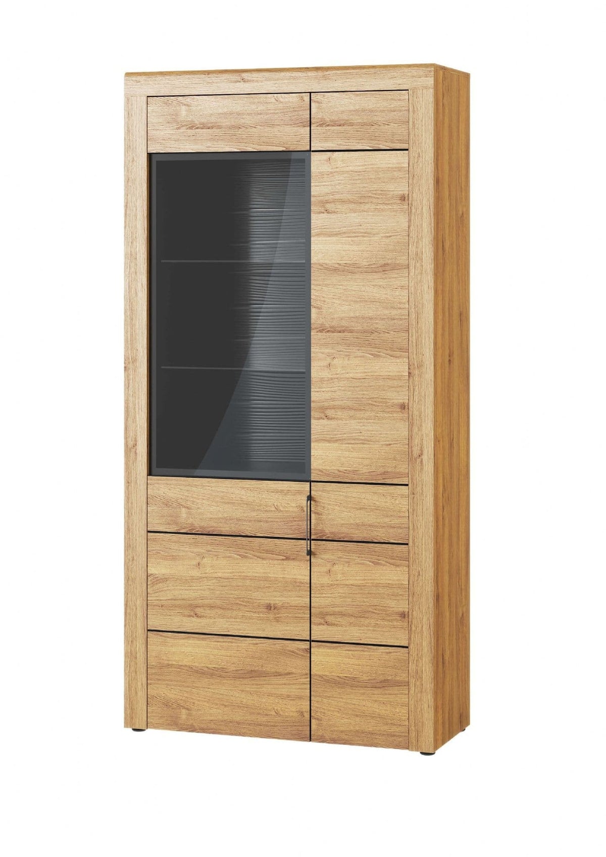Camar Large Oak 2-Door Display Cabinet with LED Lighting