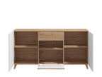 Bretanova Slatted Oak & White Gloss Sideboard