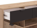 Martinique Slatted Oak & Black Sideboard – 3 Doors & 3 Drawers