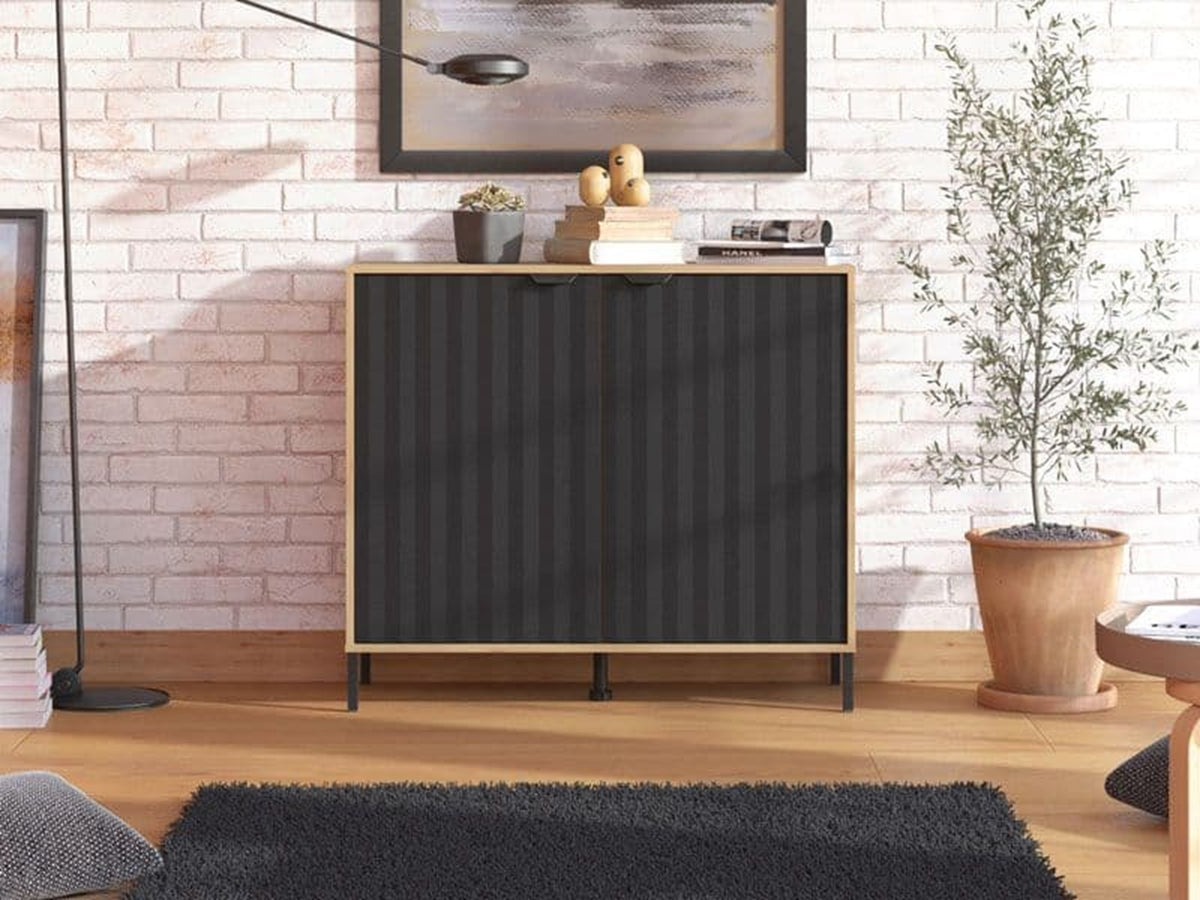 Vilamoura Artisan Oak & Black Small Sideboard