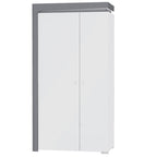 Athens Grey & White Gloss 2-Door Wardrobe with LED Lights