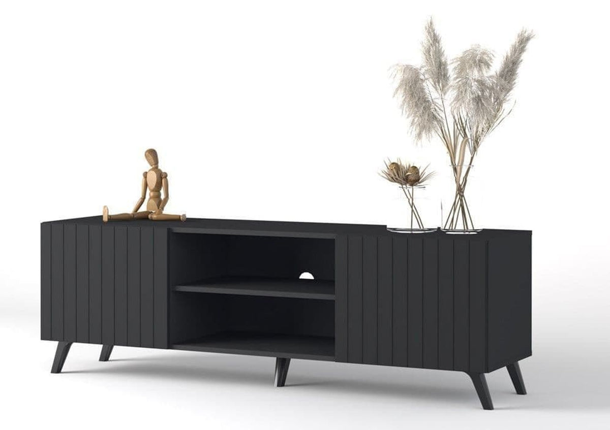 Atlantis Matte Black Large TV Cabinet – 160cm