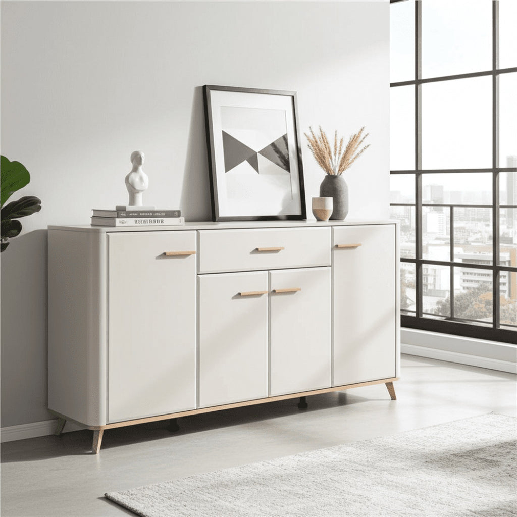 Dariqon Cashmere & Oak Wide Sideboard – 4 Doors, 180cm