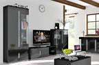 Elise Black Gloss & Grey Tall Display Cabinet with LED Lights