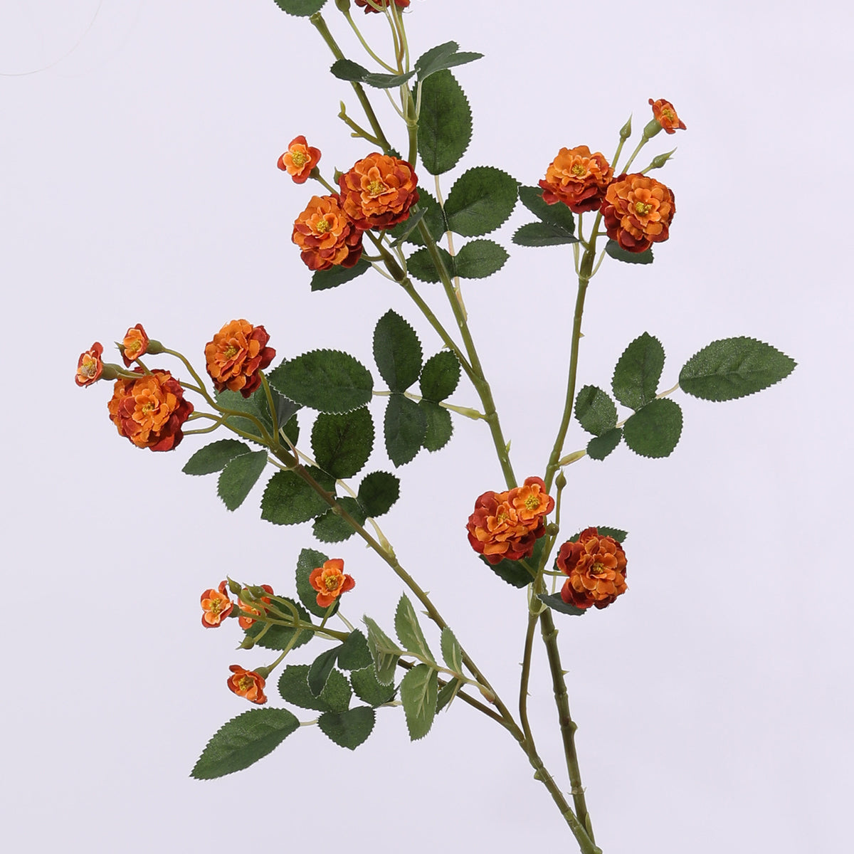 Artificial Multi-Head Rose Stem – Burnt Orange