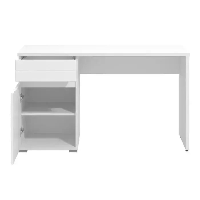 Elano White Gloss Computer Desk with Drawer & Cupboard