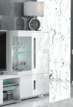 Elise White Gloss & Grey Low Display Cabinet with LED Lights