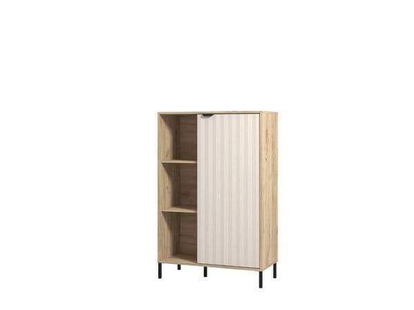 Evandria Grey Oak & Cashmere Slatted Short Sideboard