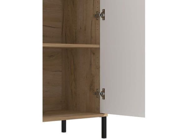 Evandria Grey Oak & Cashmere Slatted Short Sideboard