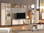 Evandria Grey Oak & Cashmere Slatted Short Sideboard
