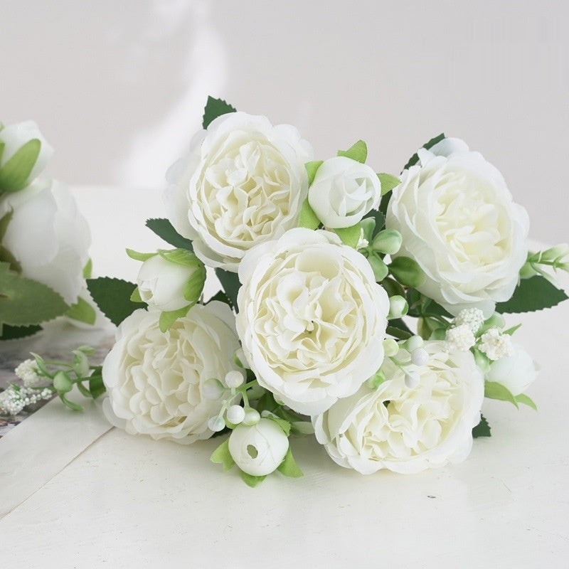 Artificial Peony Rose Bouquet – White