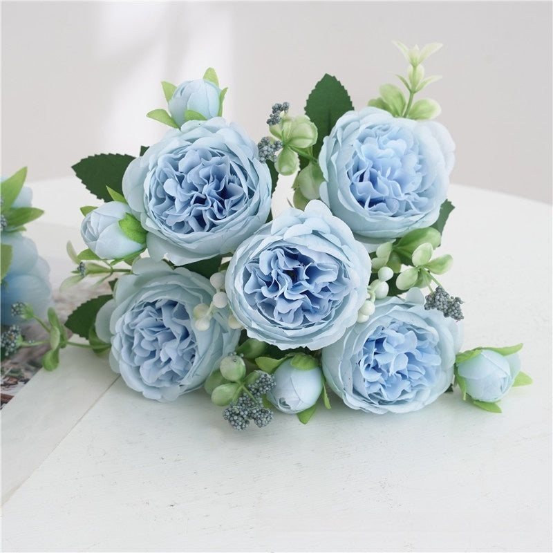 Artificial Peony Rose Bouquet – Blue