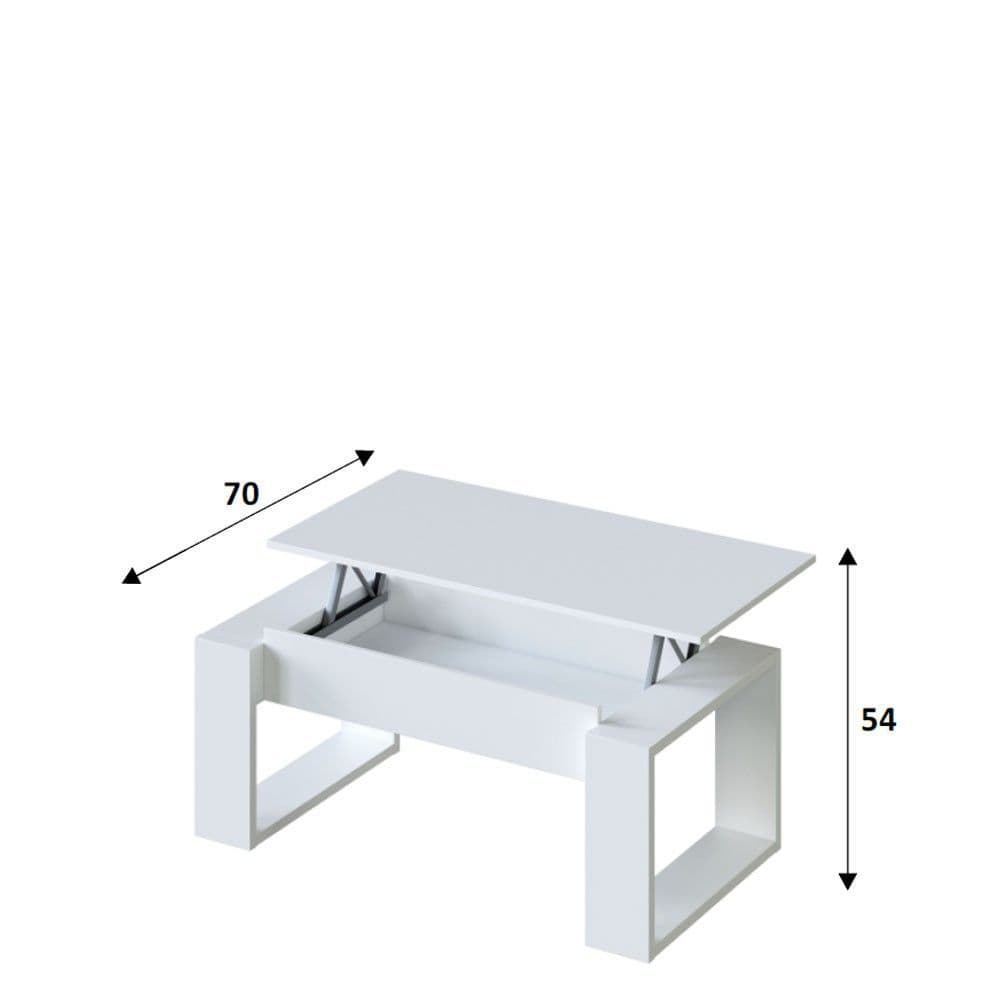 Felix White Lift-Up Coffee Table with Hidden Storage