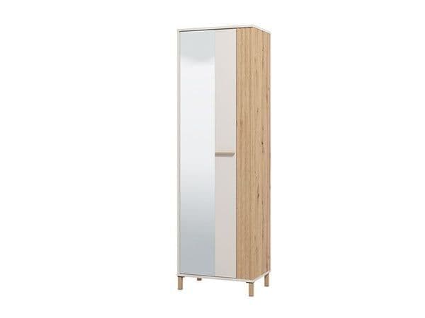 Granada cashmere and oak effect slim wardrobe with mirrored door