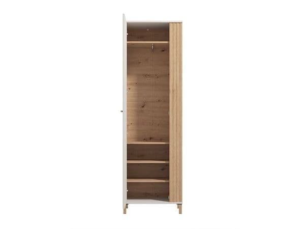 Granada cashmere and oak effect slim wardrobe with mirrored door