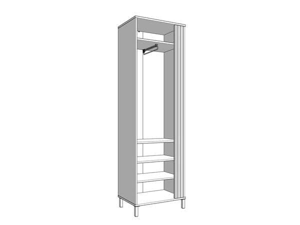 Granada cashmere and oak effect slim wardrobe with mirrored door