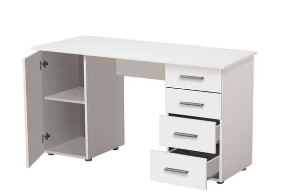 Libro Matt White Desk with 4 Drawers
