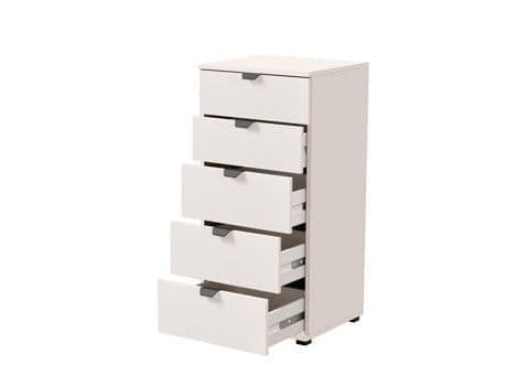 Limone arctic white narrow five-drawer chest