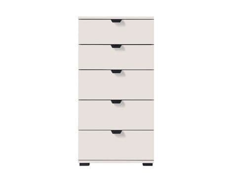 Limone arctic white narrow five-drawer chest