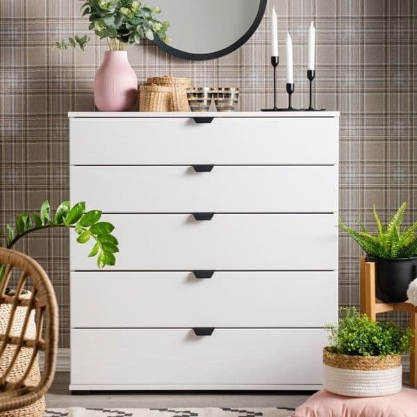 Limone arctic white wide six-drawer chest