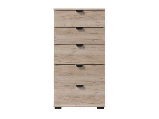 Limone oak effect narrow five-drawer chest