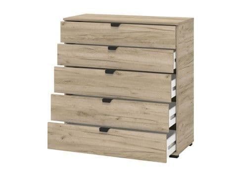 Limone oak effect wide five-drawer chest