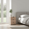 Limone grey oak effect three-drawer bedside table