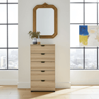 Limone oak effect narrow five-drawer chest