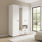 Limone white three-door wardrobe with mirror and two drawers