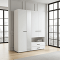 Limone white four-door wardrobe with mirror and two drawers